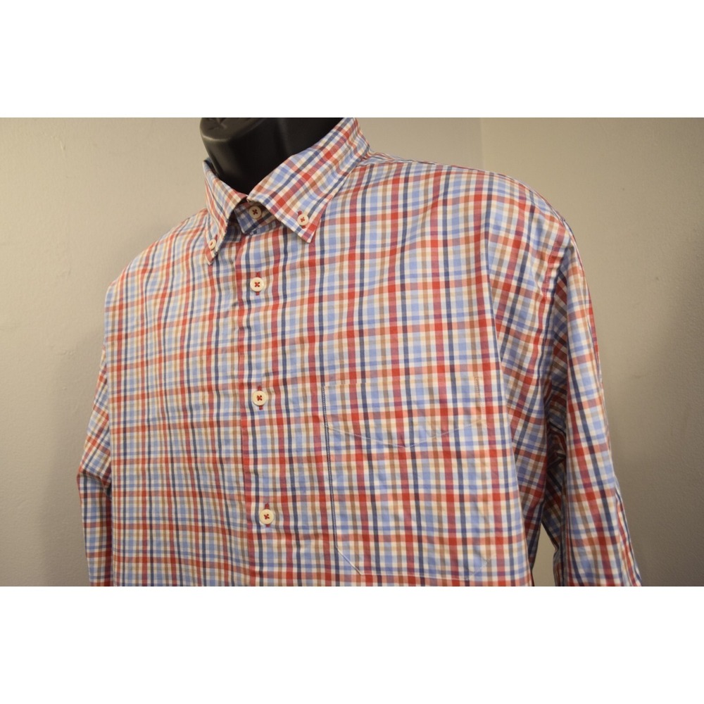 David Donahue Dress Shirt Plaid Long Sleeve Button Up Mens Size 2XL XXL